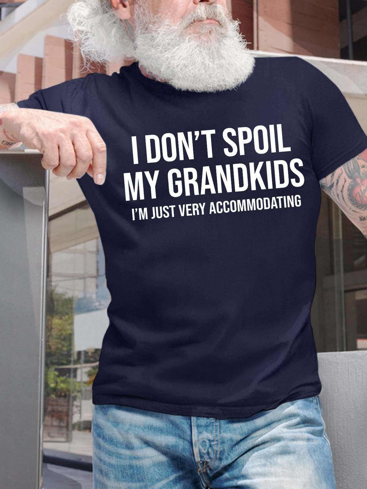 Men's I Don't Spoil My Grandkids I'm Just Very Accommodating Funny Graphic Printing Casual Loose Cotton Text Letters T-Shirt
