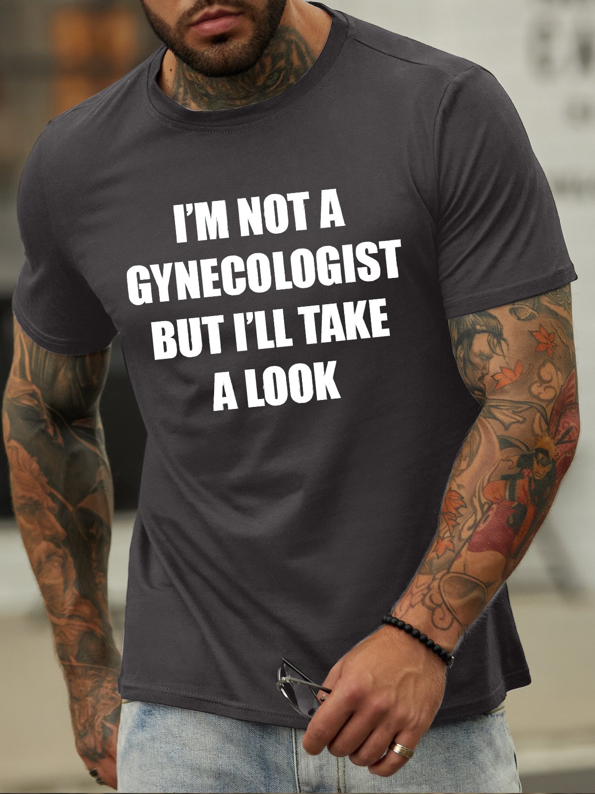 Men's I Am Not A Gynecologist But I'll Take A Look Funny Graphic Printing Text Letters Cotton Casual T-Shirt