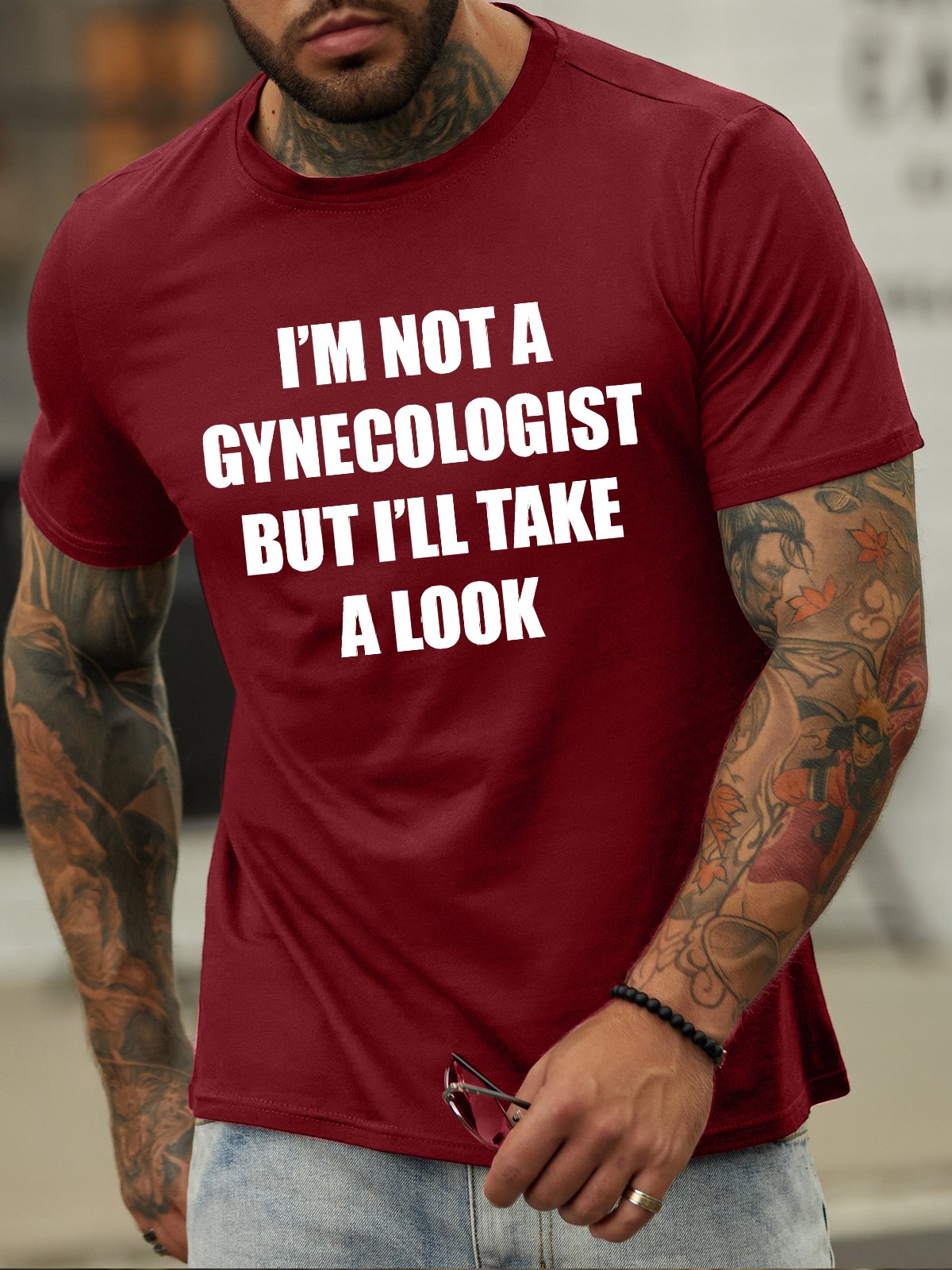 Men's I Am Not A Gynecologist But I'll Take A Look Funny Graphic Printing Text Letters Cotton Casual T-Shirt