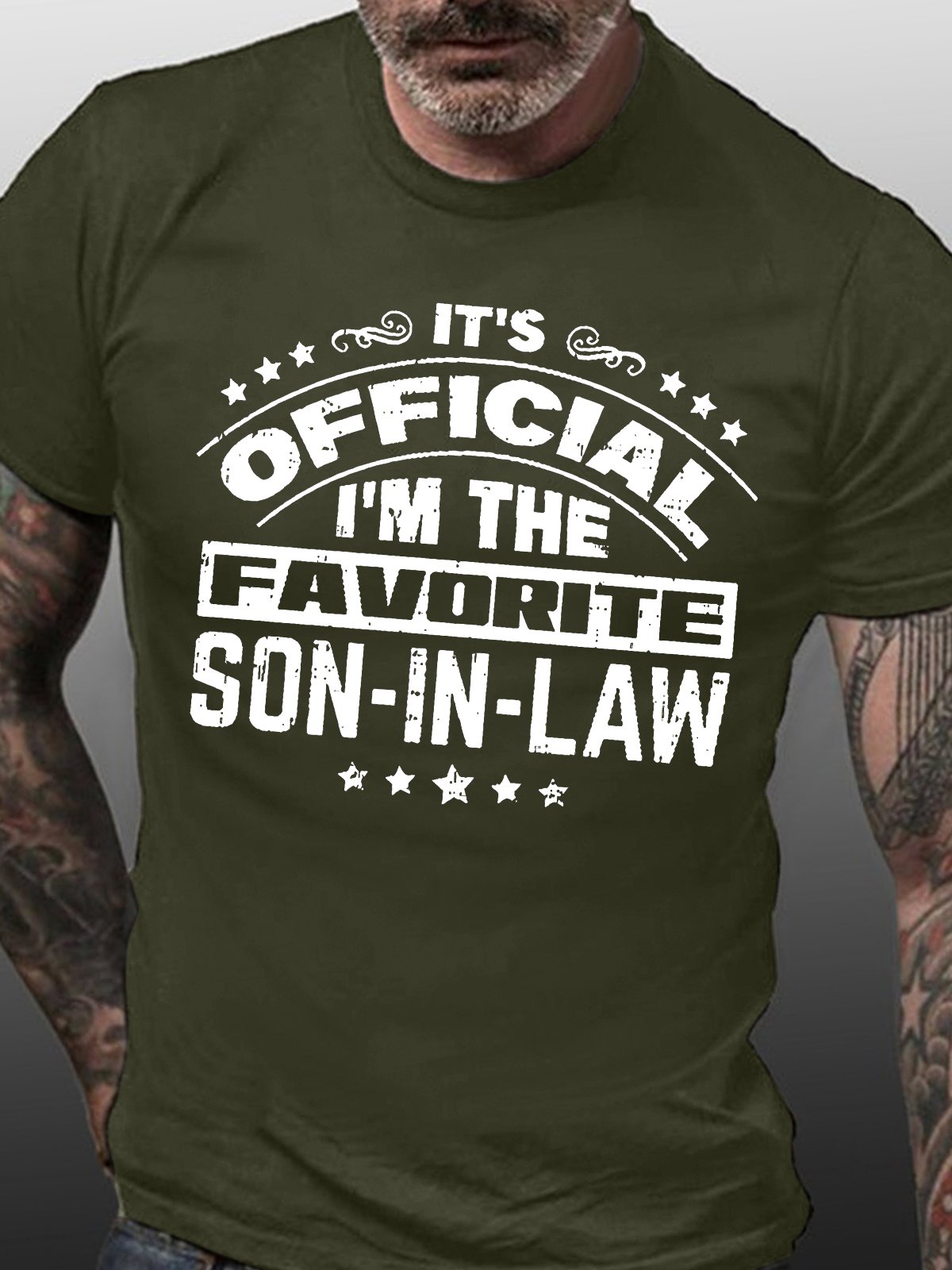 Men's It Is Official I Am The Favorite Son-In-Law Funny Graphic Printing Casual Cotton Text Letters Loose T-Shirt