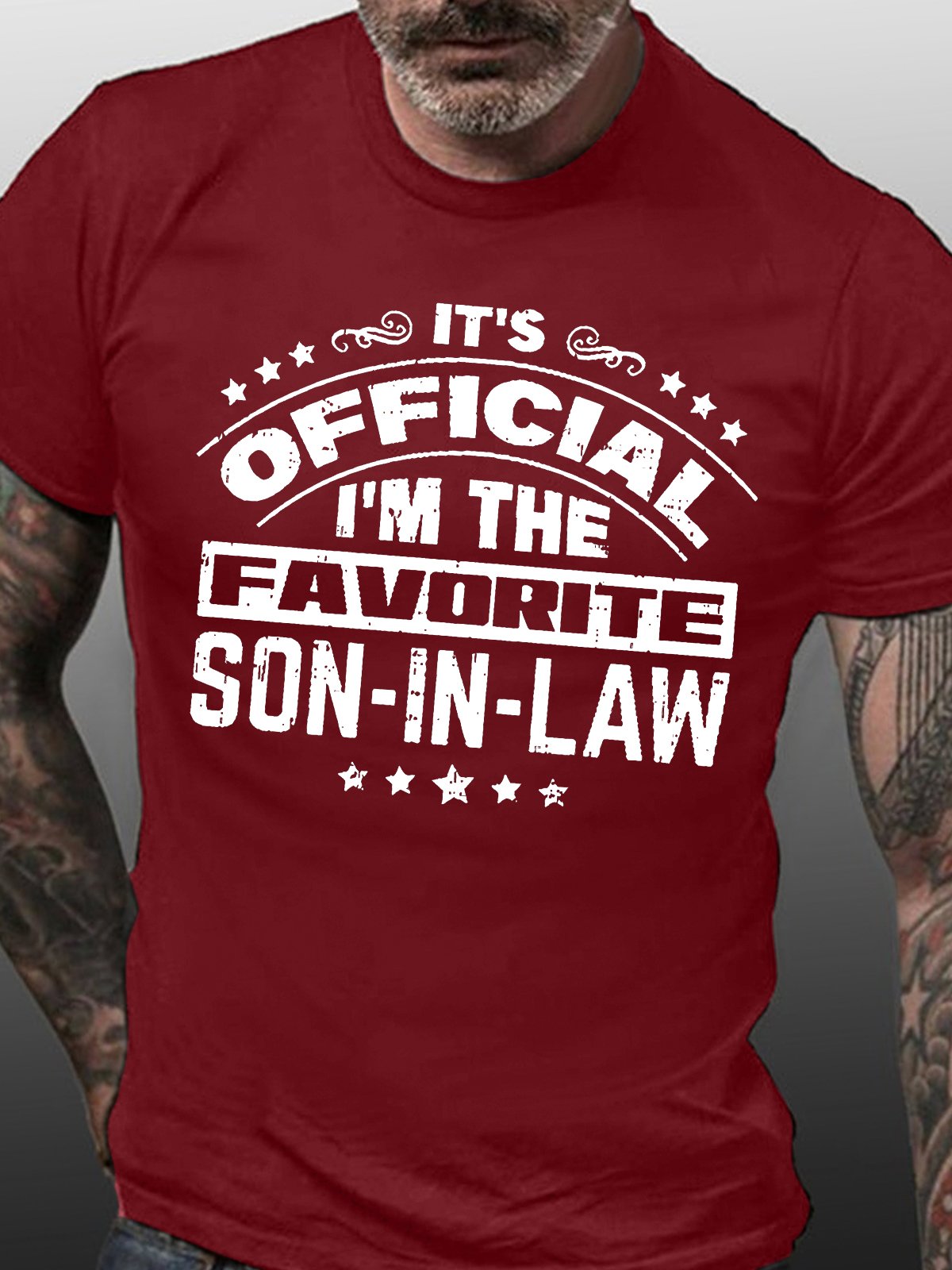 Men's It Is Official I Am The Favorite Son-In-Law Funny Graphic Printing Casual Cotton Text Letters Loose T-Shirt