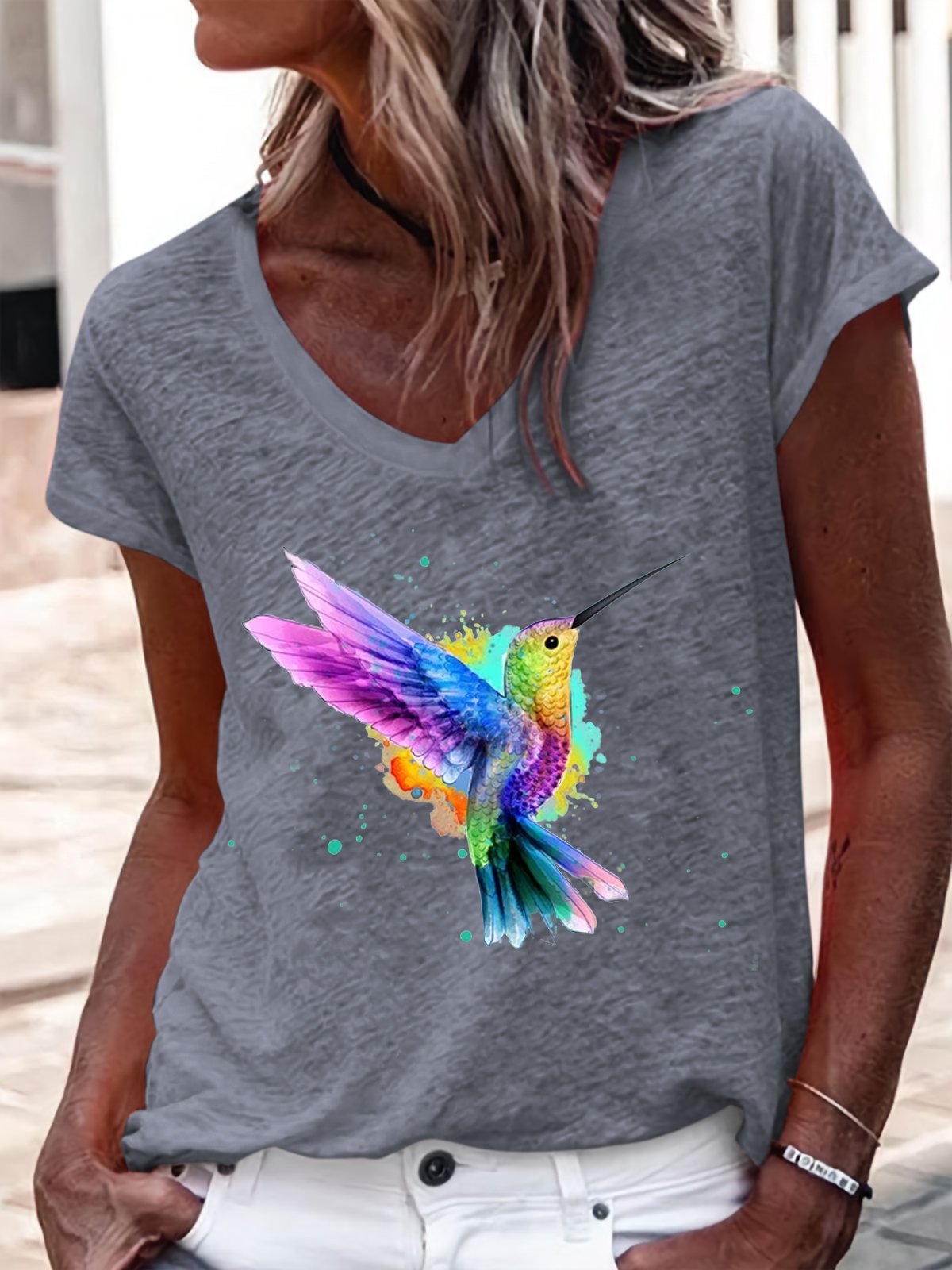 Women's Casual Bird V Neck T-Shirt