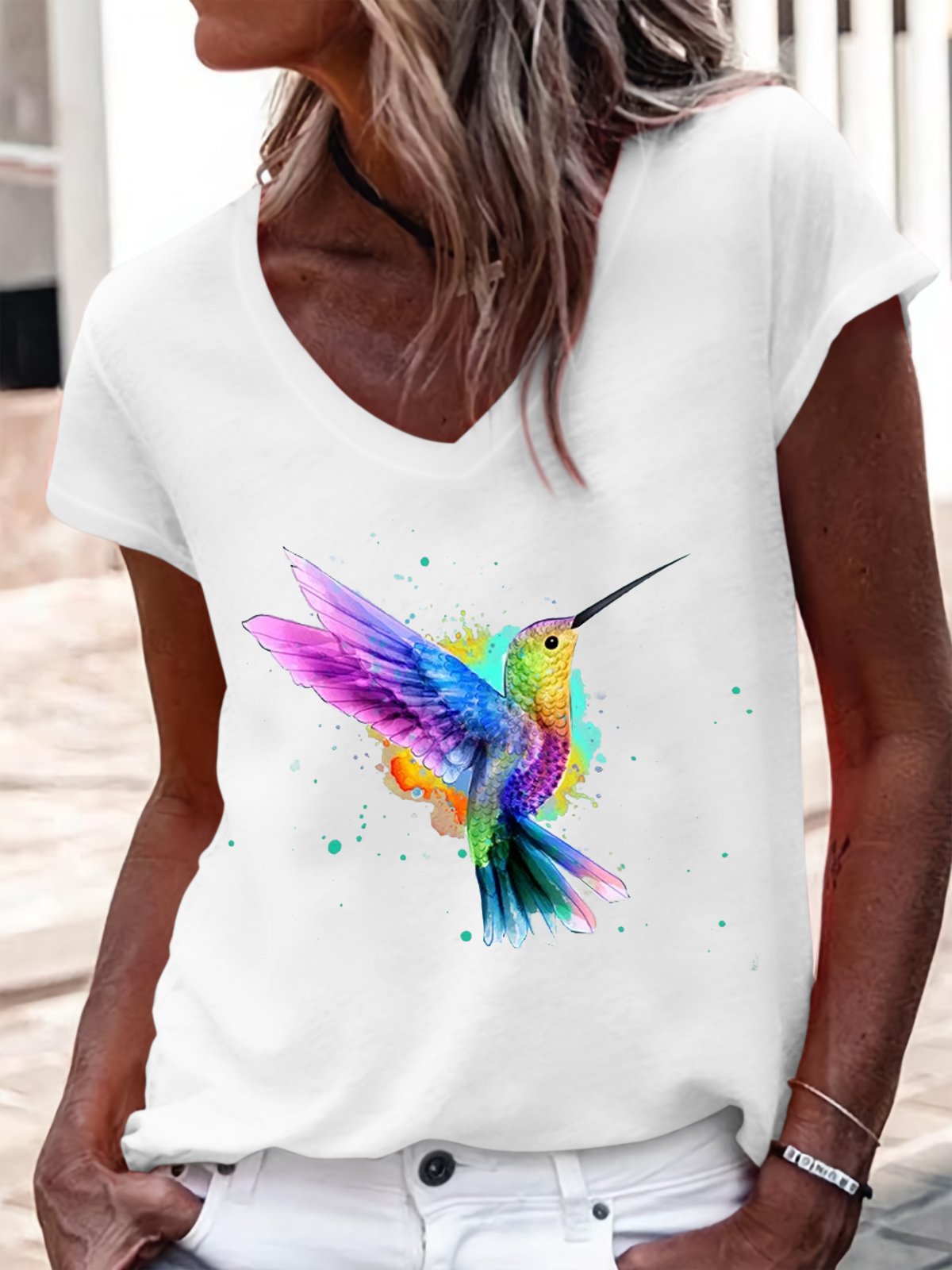 Women's Casual Bird V Neck T-Shirt
