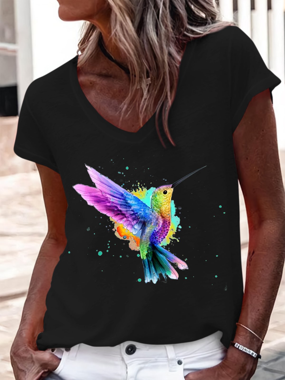 Women's Casual Bird V Neck T-Shirt