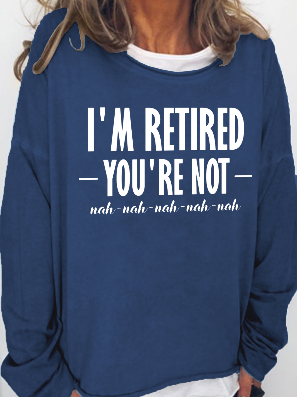 Women's Funny Retired Sarcastic Casual Cotton-Blend Crew Neck Sweatshirt