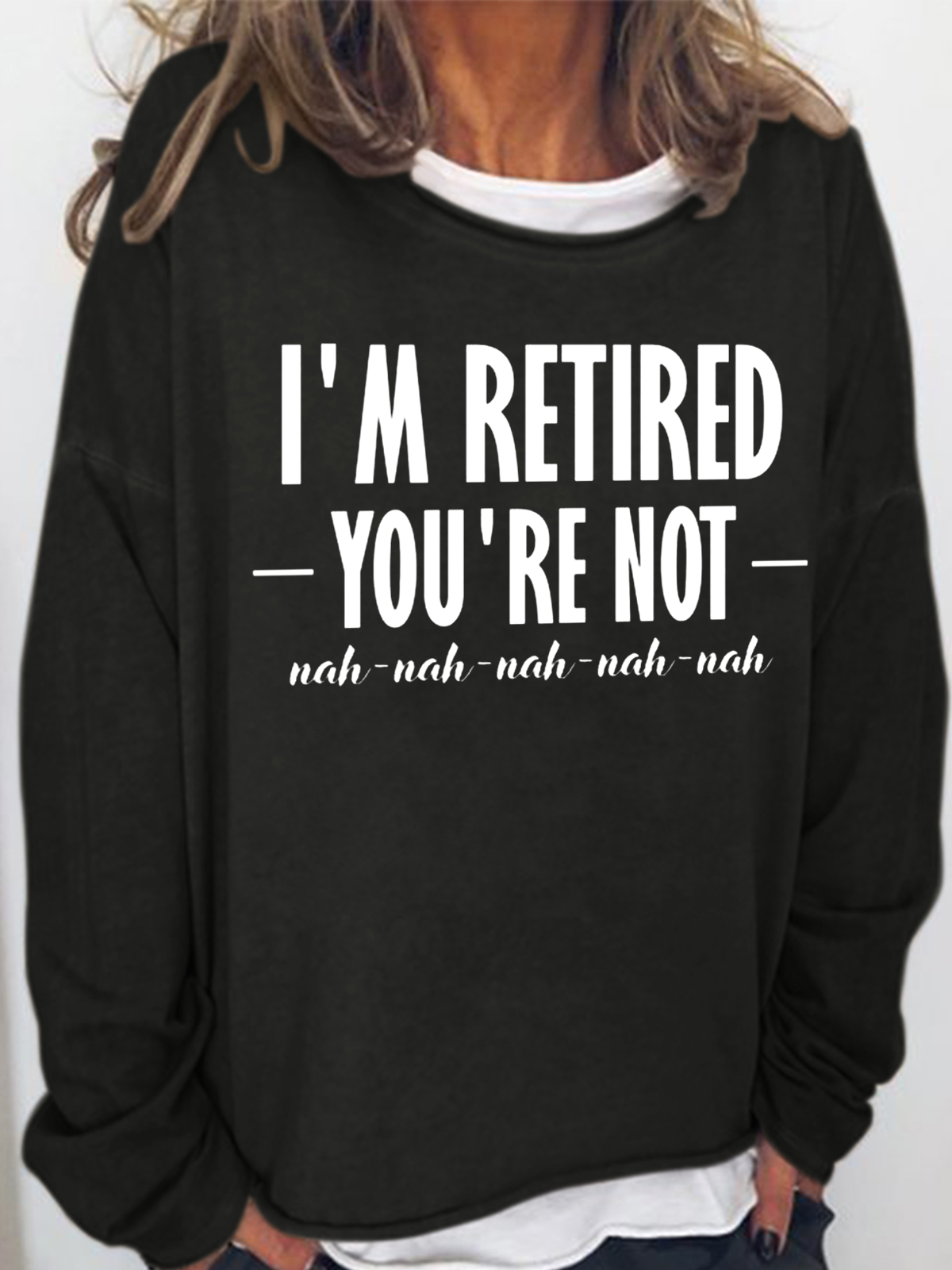 Women's Funny Retired Sarcastic Casual Cotton-Blend Crew Neck Sweatshirt