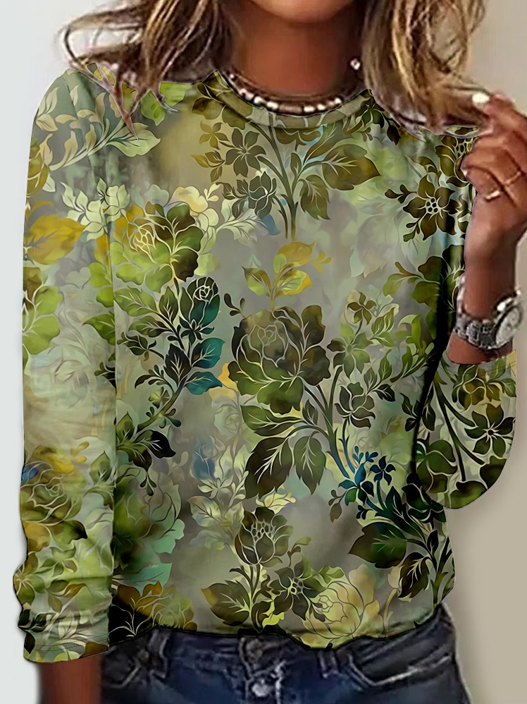 Women's Vintage Flower Print Casual Shirt