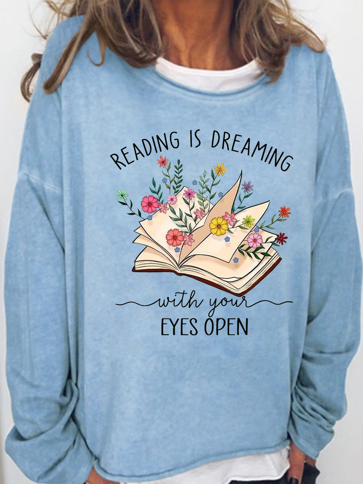 Women's Reading Is Dreaming Book Lover Casual Text Letters Sweatshirt