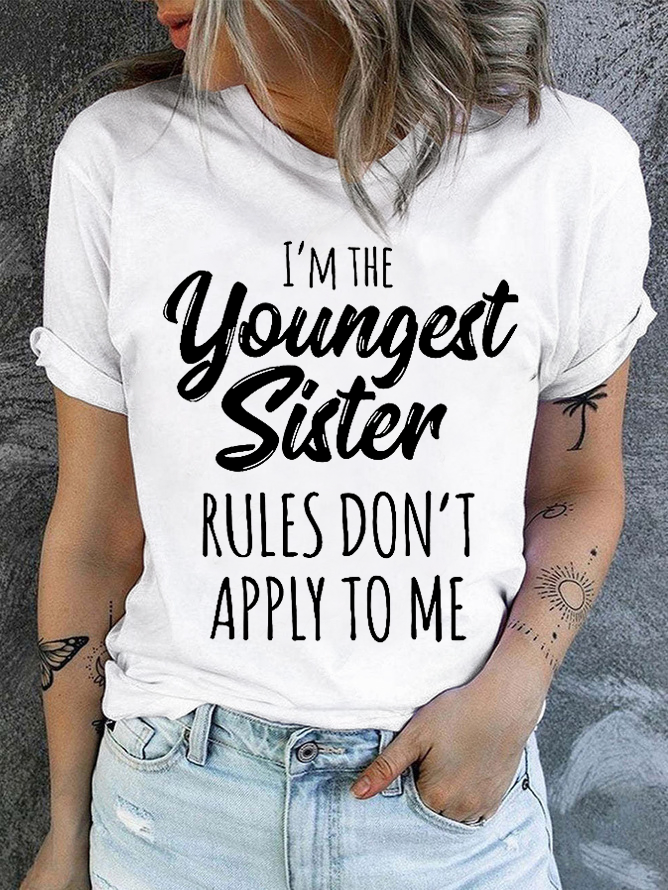 Womens Funny Sister Gift Old Sister Casual Cotton T-Shirt