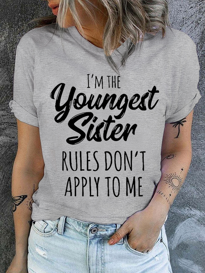 Womens Funny Sister Gift Old Sister Casual Cotton T-Shirt