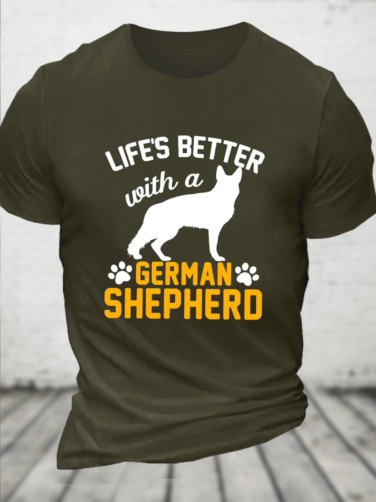 Cotton German Shepherd Casual Text Letters T-Shirt