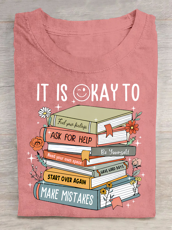 It's Okay To book Cotton T-shirt