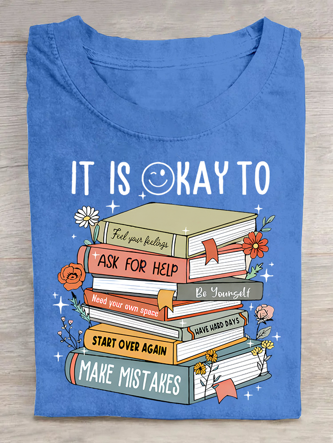It's Okay To book Cotton T-shirt
