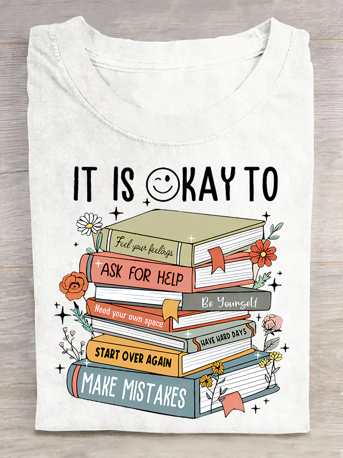 It's Okay To book Cotton T-shirt