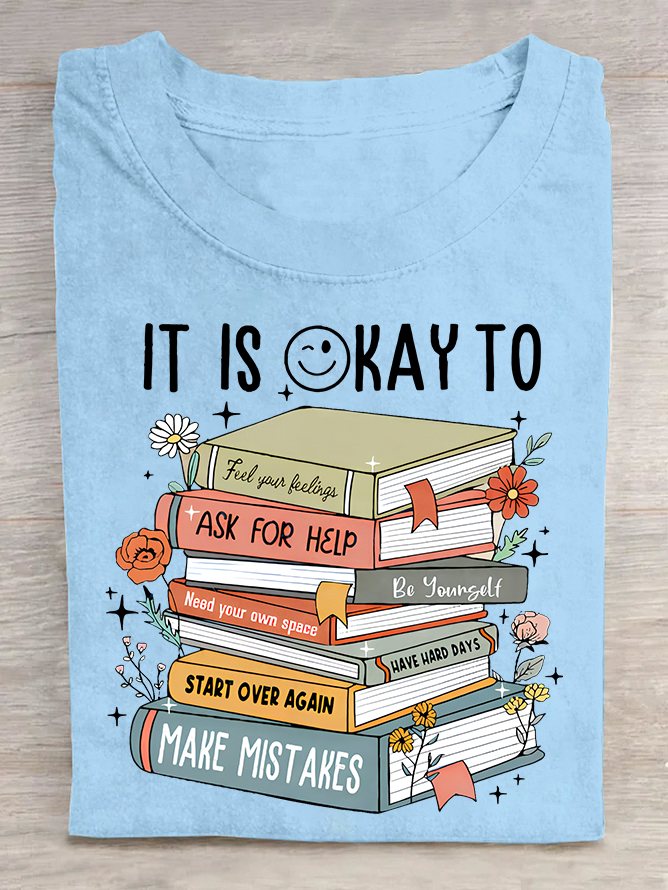 It's Okay To book Cotton T-shirt