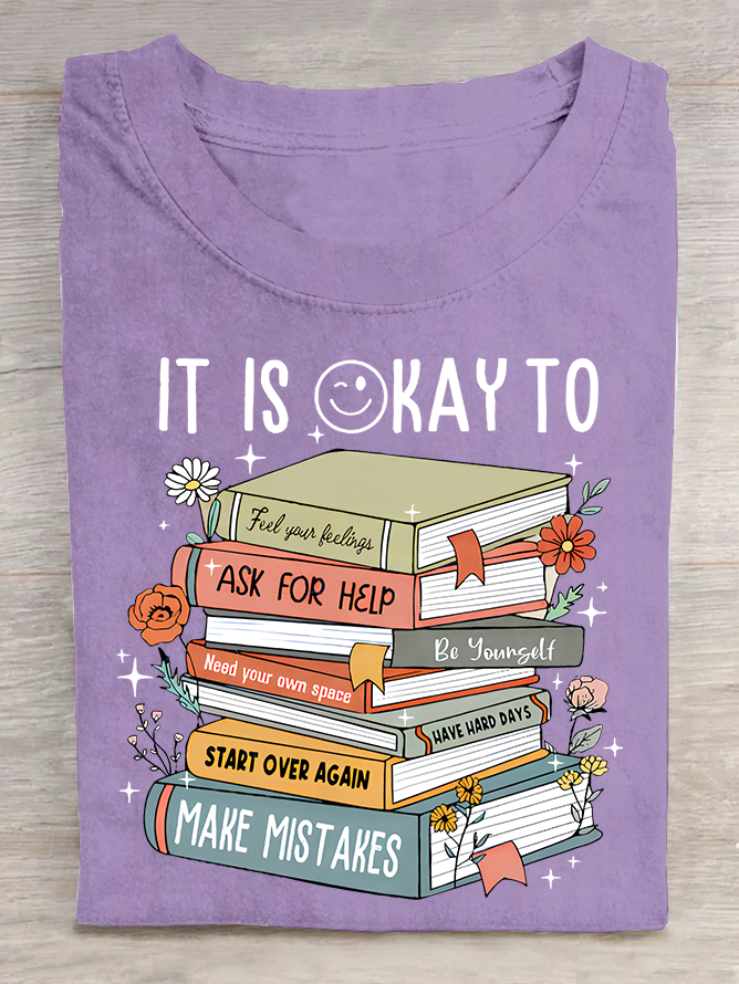 It's Okay To book Cotton T-shirt