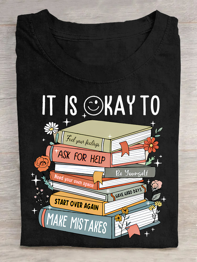 It's Okay To book Cotton T-shirt