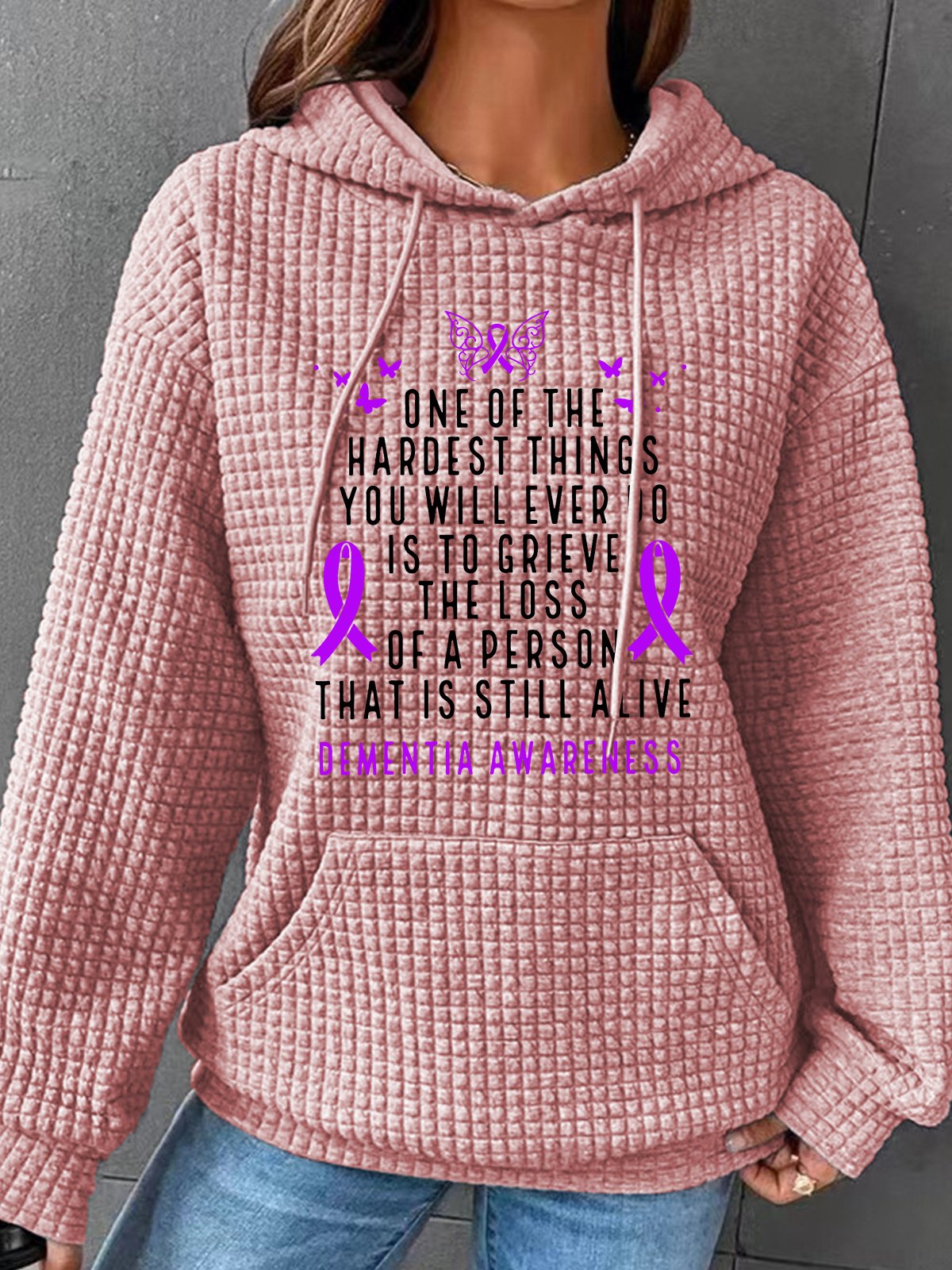 Dementia Awareness Month Butterfly Warrior Alzheimers Simple Loose Hoodie