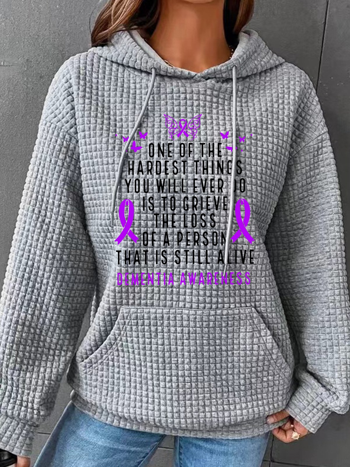 Dementia Awareness Month Butterfly Warrior Alzheimers Simple Loose Hoodie