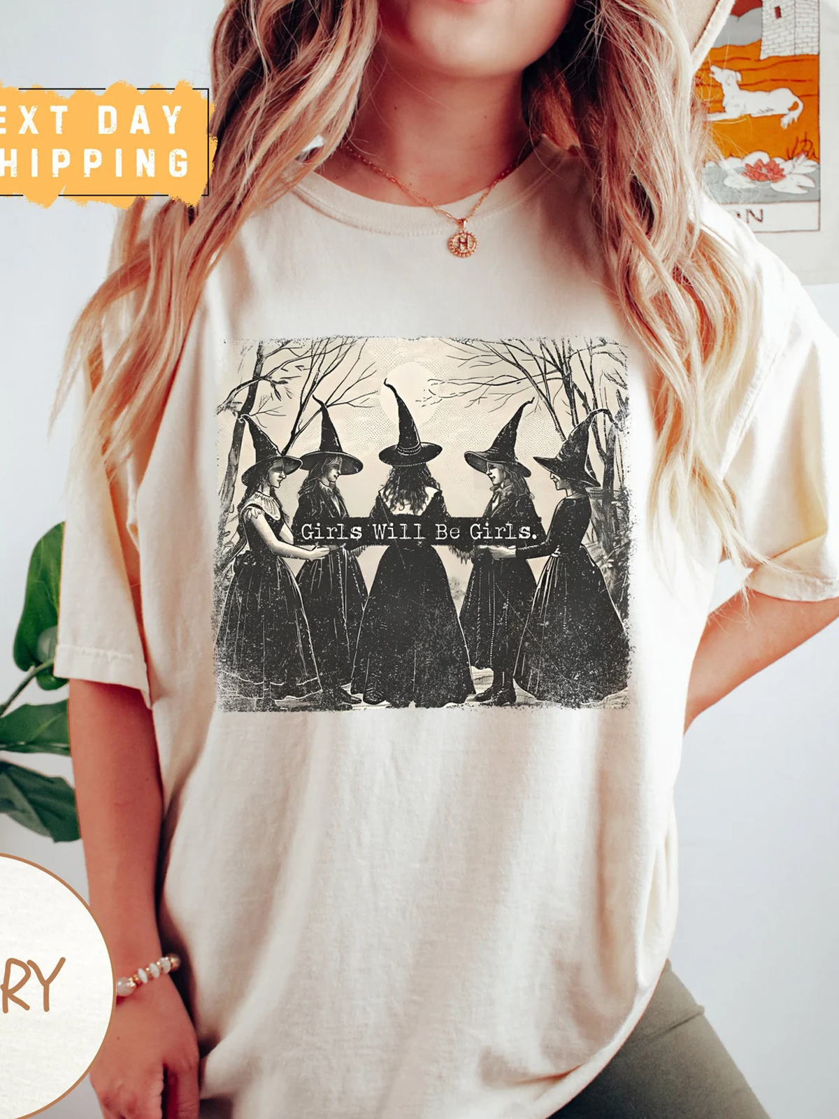 Girls Will Be Girls Witch Funny Witch Vintage Distressed Shirt
