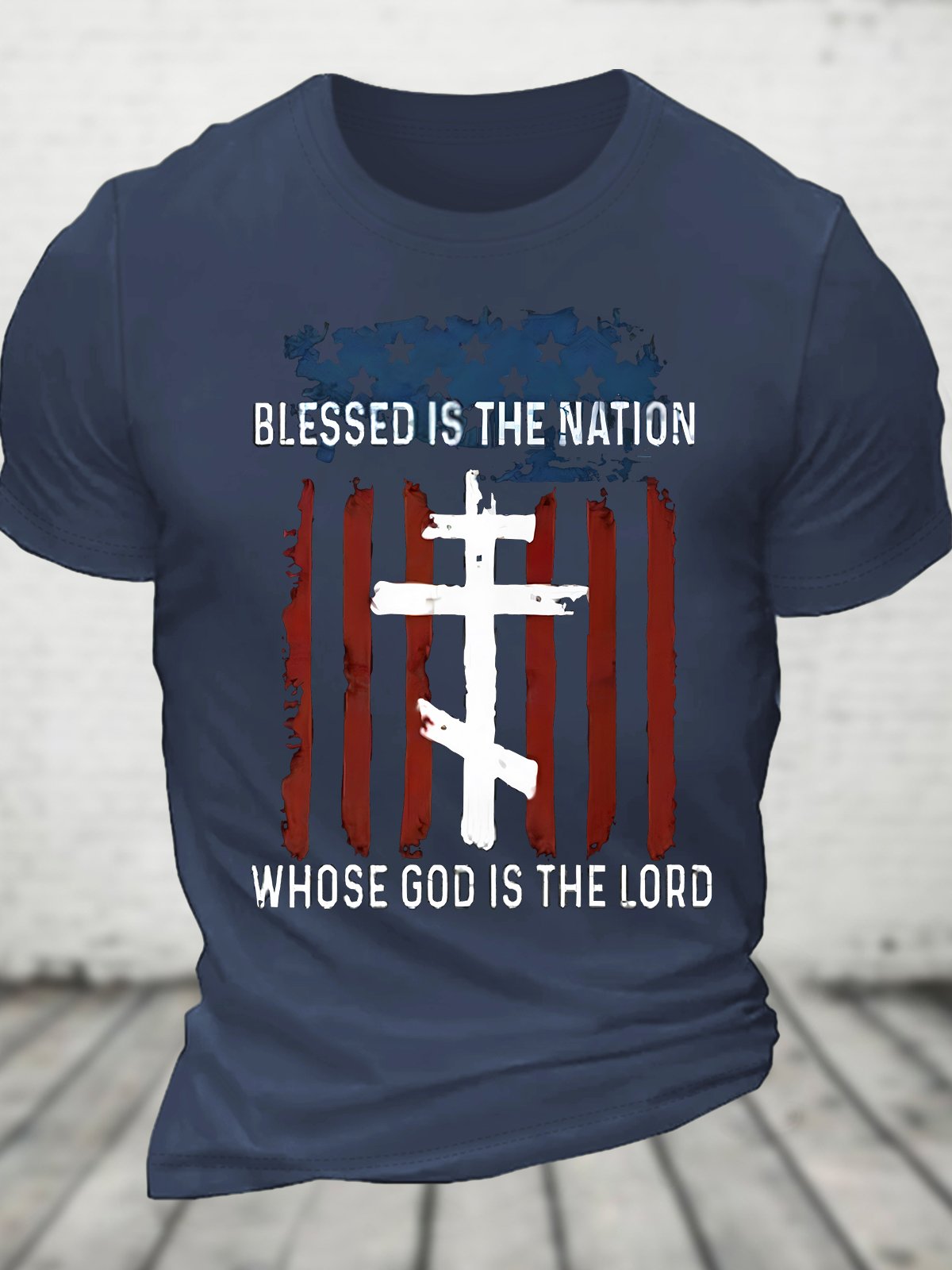 Blessed Nation Psalm 33 22 4th of July Cotton T-shirt