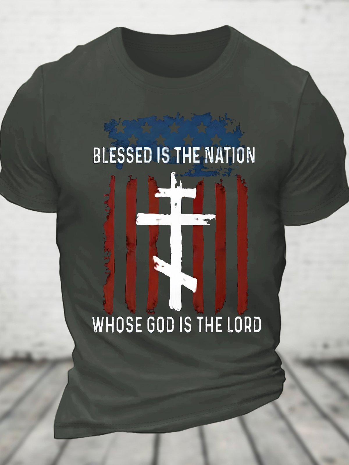 Blessed Nation Psalm 33 22 4th of July Cotton T-shirt