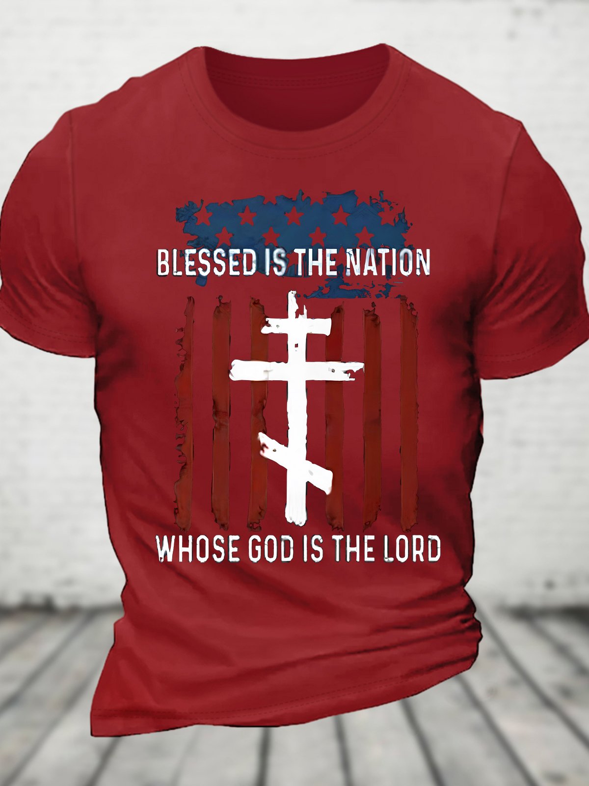 Blessed Nation Psalm 33 22 4th of July Cotton T-shirt