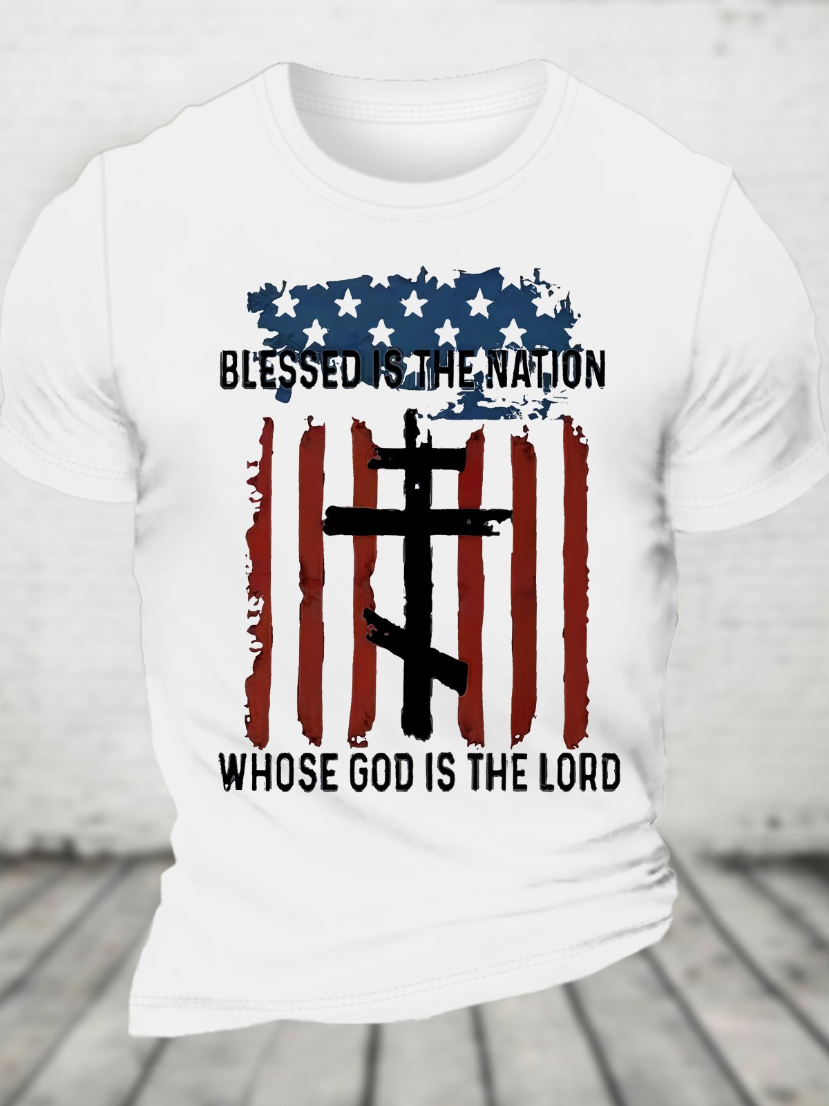 Blessed Nation Psalm 33 22 4th of July Cotton T-shirt