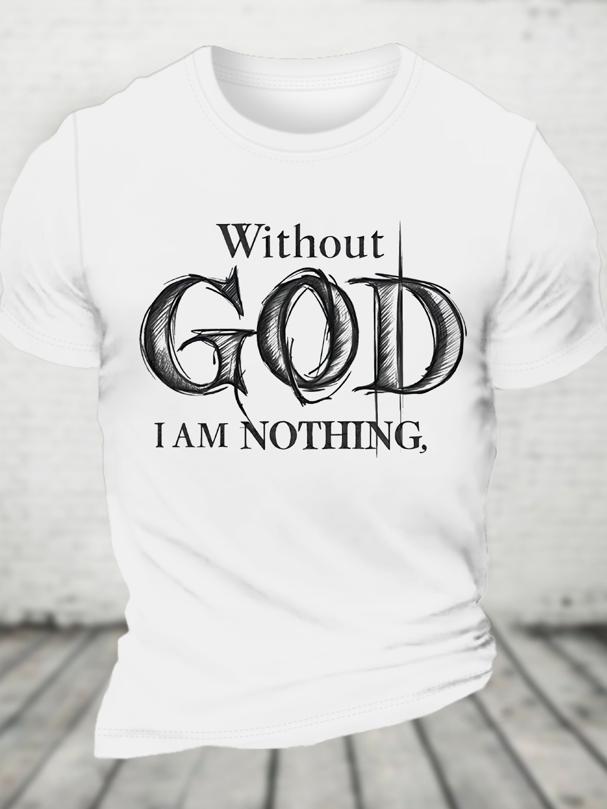 Vintage Faith Print Cotton T-Shirt