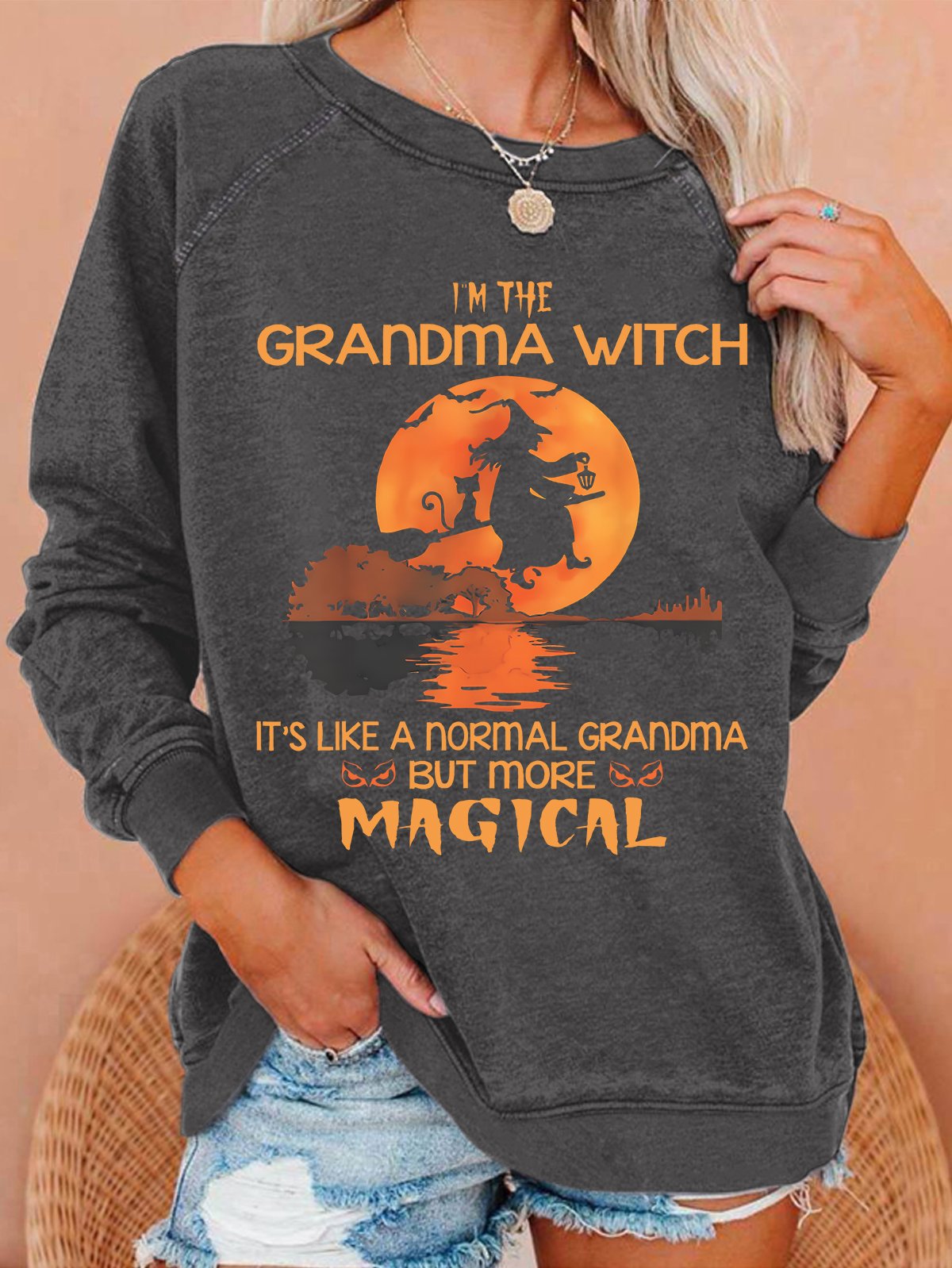 Im the Grandma Witch Like a Normal Grandma Halloween Casual Sweatshirt