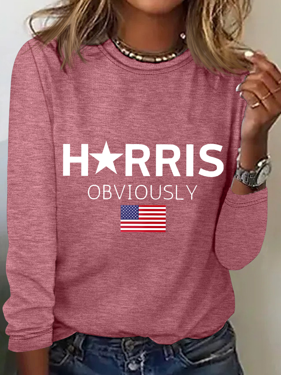 American Flag Print Casual Long Sleeve Shirt