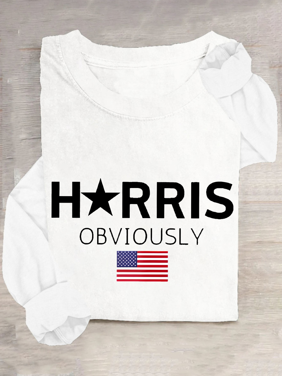 American Flag Print Casual Long Sleeve Shirt