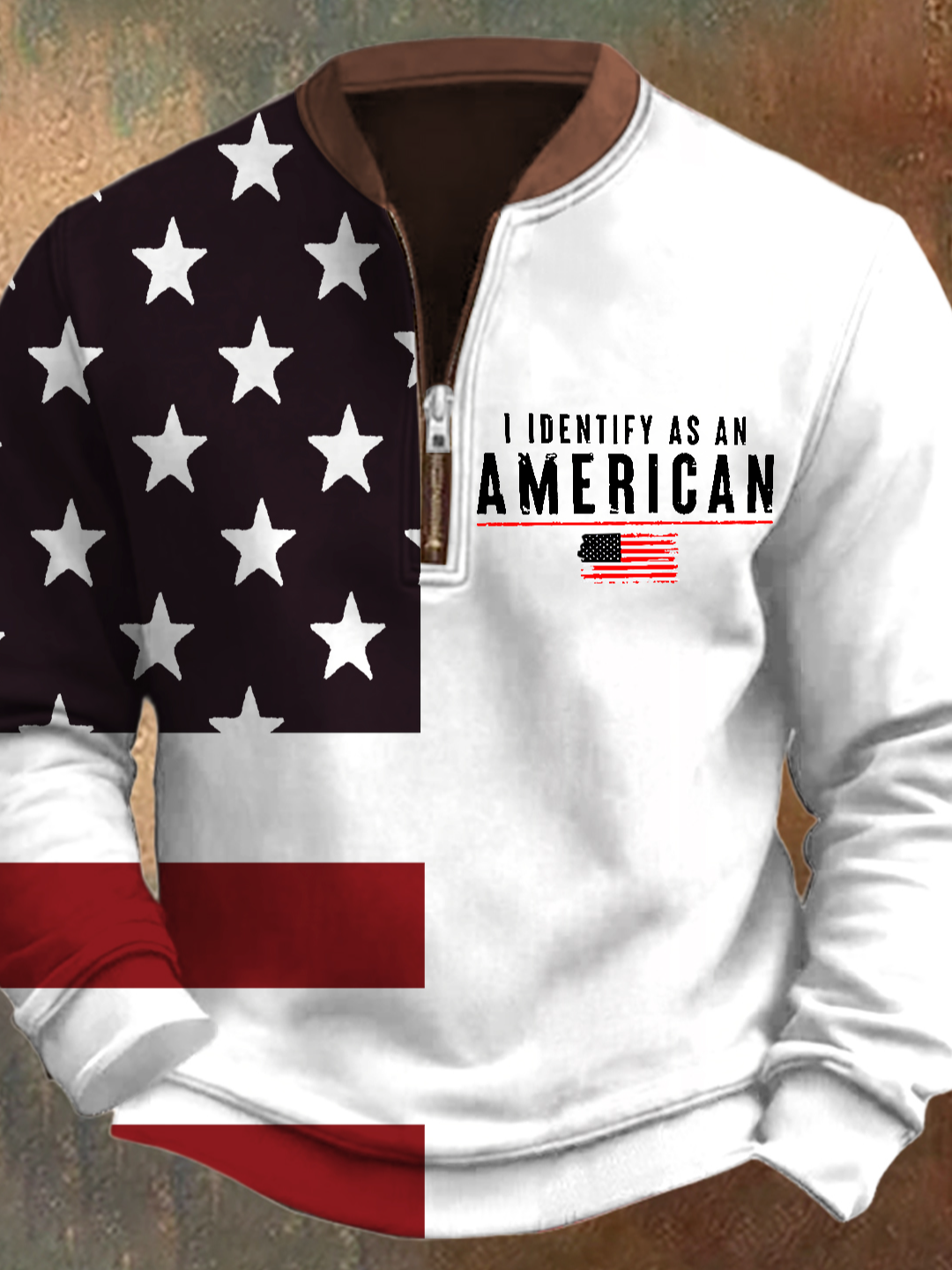 I Defined As An American Regular Fit Half Open Collar Casual Sweatshirt
