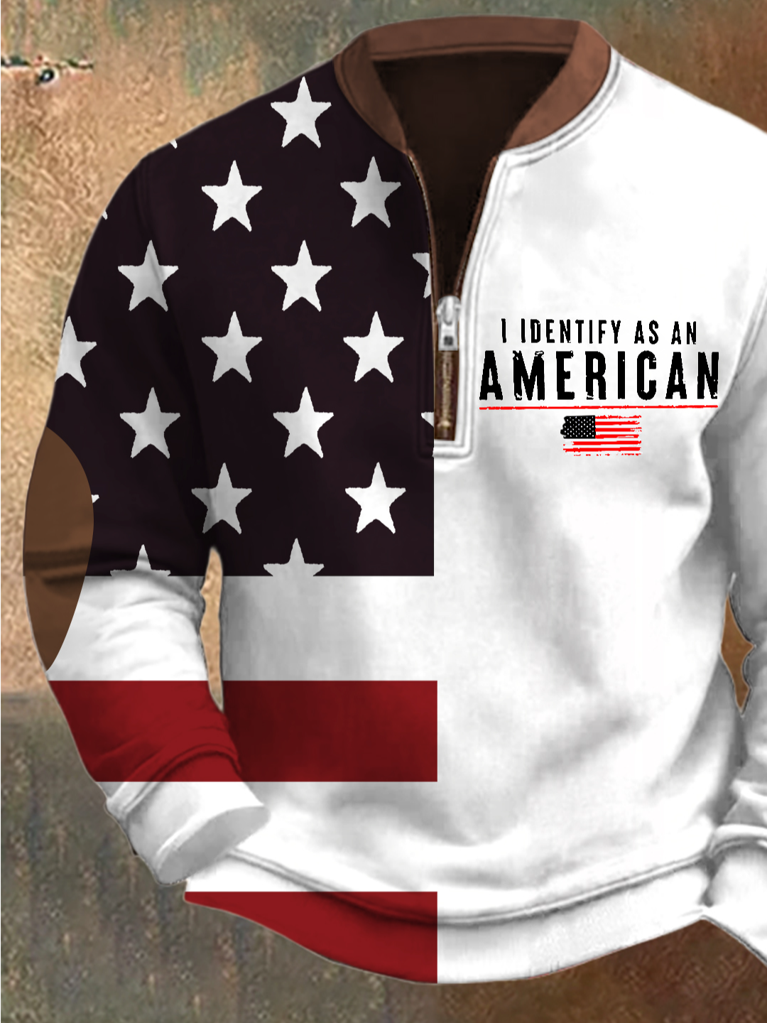 I Defined As An American Regular Fit Half Open Collar Casual Sweatshirt