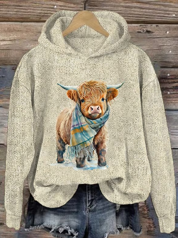 Highland Cow Print Casual Sweatshirt Hoodie