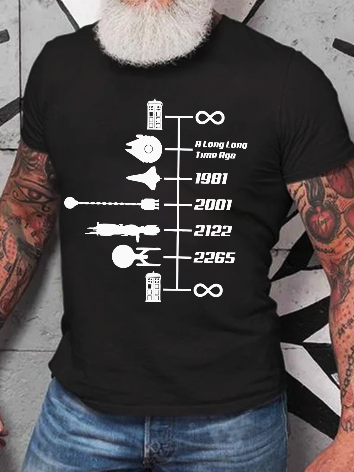 Sci-Fi Timeline Graphic Cotton T-Shirt