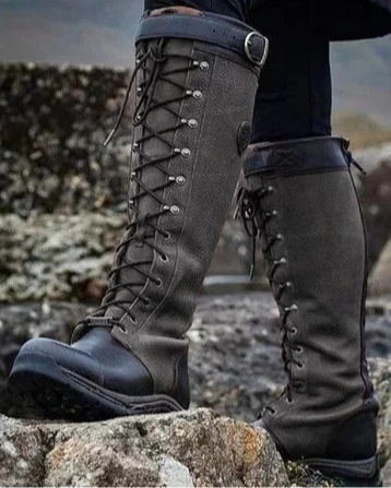 Plain Vintage Autumn Leather Outdoor Boots