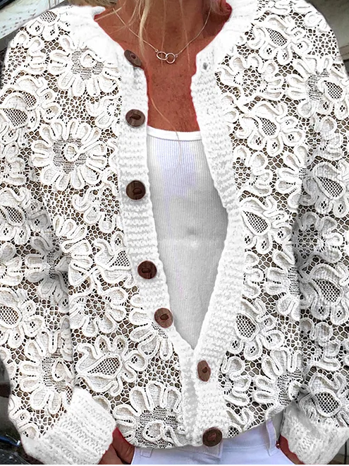 Vintage Floral Embroidery Pattern Cardigan