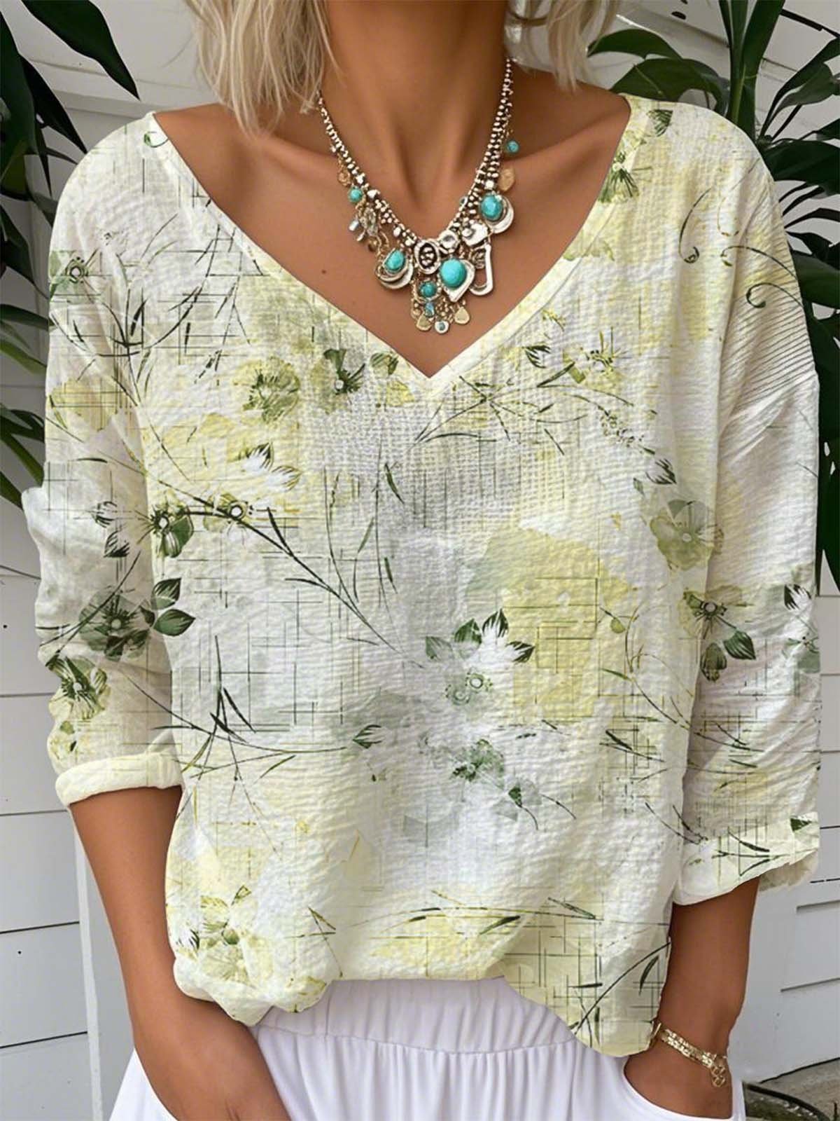 Casual Floral Loose Jersey T-Shirt