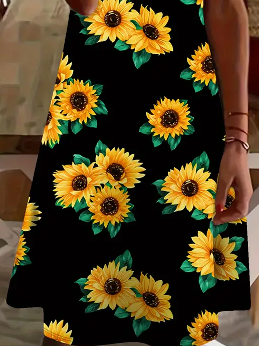 Women's Floral Spring Print Casual V-Neck Short Sleeve Dress