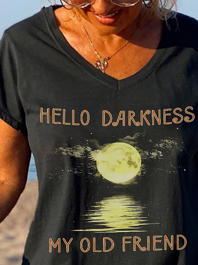 Hello Darkness My Old Friend Moonlight Printed Graphic Tees