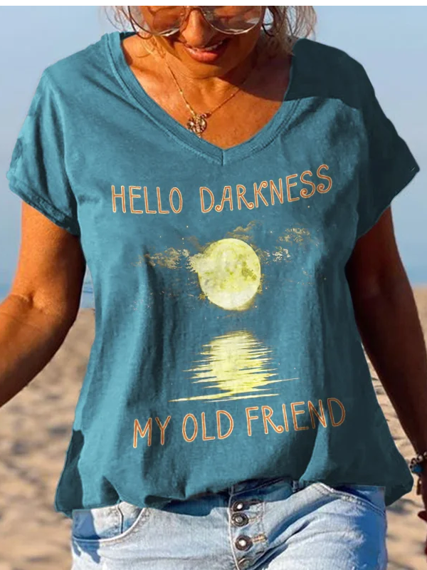 Hello Darkness My Old Friend Moonlight Printed Graphic Tees