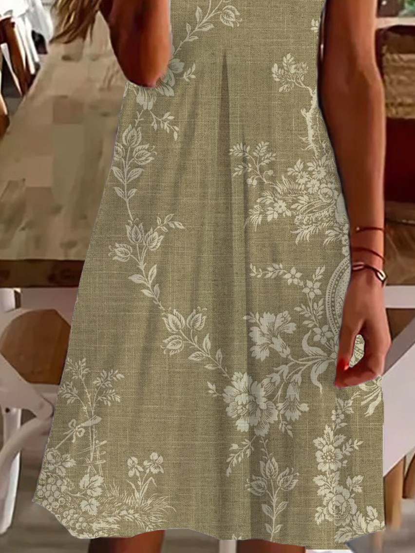 Women's Floral Spring Print Casual V-Neck Short Sleeve Dress