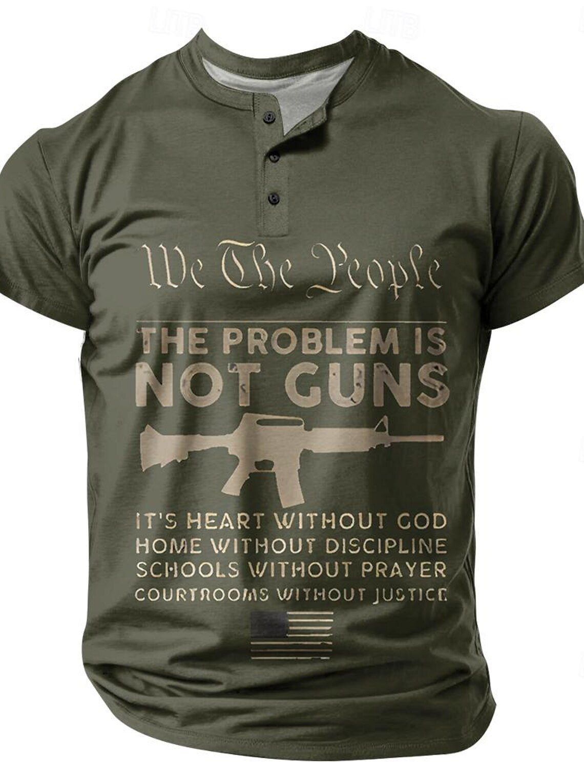 Men's The Problem Isn't The Gun.Loose Casual Short Sleeve Henley Shirt
