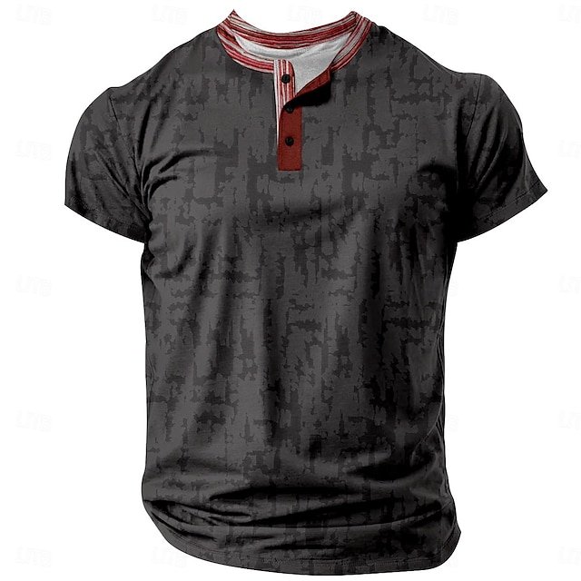 Men's Retro Casual Loose Cotton Blended Short Sleeve Henley Shirt