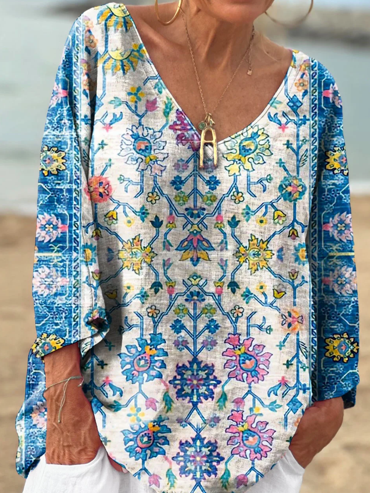 Cotton V Neck Casual T-Shirt