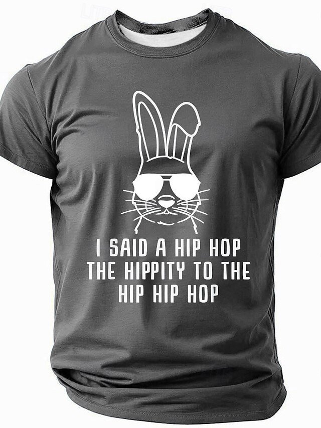 Men's Humor Hip Hop Daddy Bunny Funny Short Sleeve T-shirt