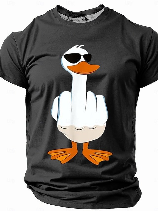 Men's Humor Duck Gesture Sarcastic Short Sleeve T-Shirt