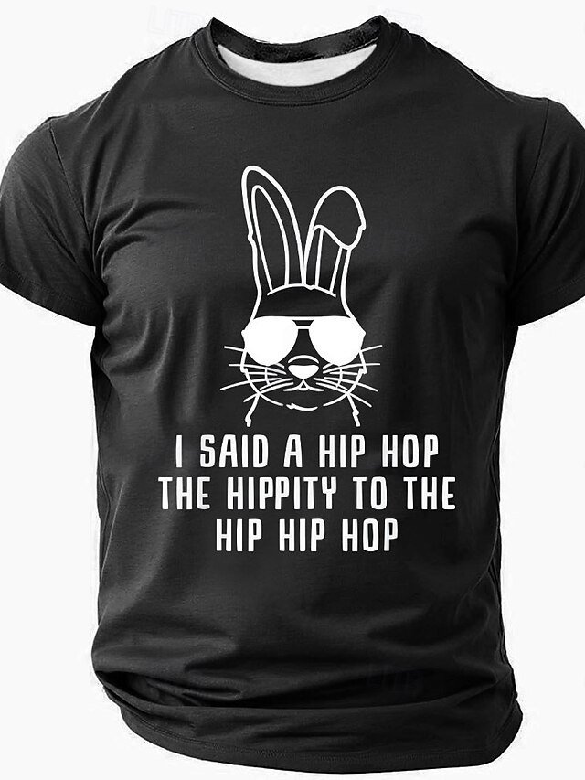 Men's Humor Hip Hop Daddy Bunny Funny Short Sleeve T-shirt