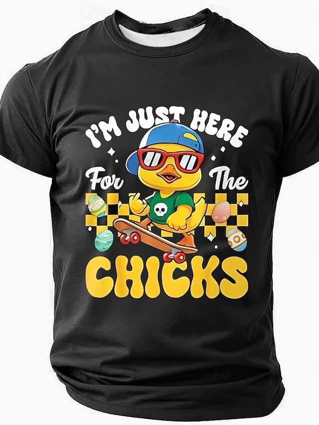Men's Fun Short Sleeve T-Shirt for Easter - I'm Just Here For The Chicks